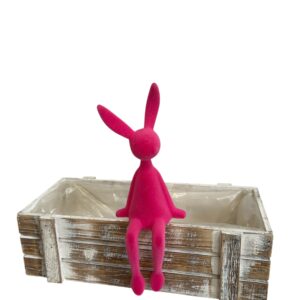 Zając dekoracyjny flokowany- różowy  29 cm
