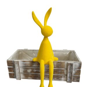 Zając dekoracyjny flokowany żółty 36 cm