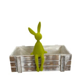 Zając dekoracyjny flokowany- zielony 29 cm