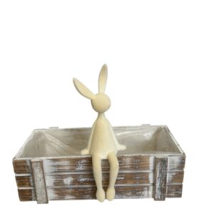 Zając dekoracyjny flokowany- kremowy  29 cm