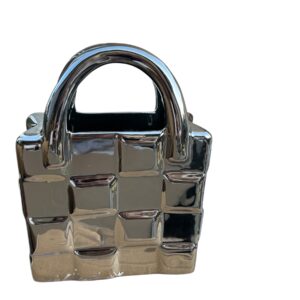 Osłonka torebka  H19 cm 14  cm ceramiczna srebrna