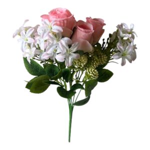 Bukiecik  Rosalie Różyczka z dodatkami 33 cm  morelowy róż- 1 szt.