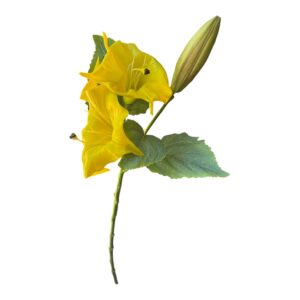Kwiat DATURA  gumowa żółta wys. 69 cm (2 główki ok. 12 cm +1pąk )