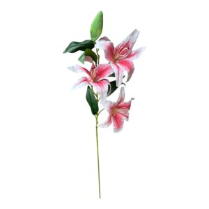 Lilia silikonowa – biało- różowa -  gałązka 100 cm, kwiaty 21 cm- 1 szt.