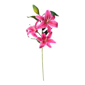 Lilia silikonowa – różowa -  gałązka 100 cm, kwiaty 21 cm- 1 szt.