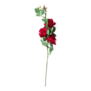 Róża welurowa – gałązka dekoracyjna czerwona  75 cm, 3 kwiaty (1szt.)